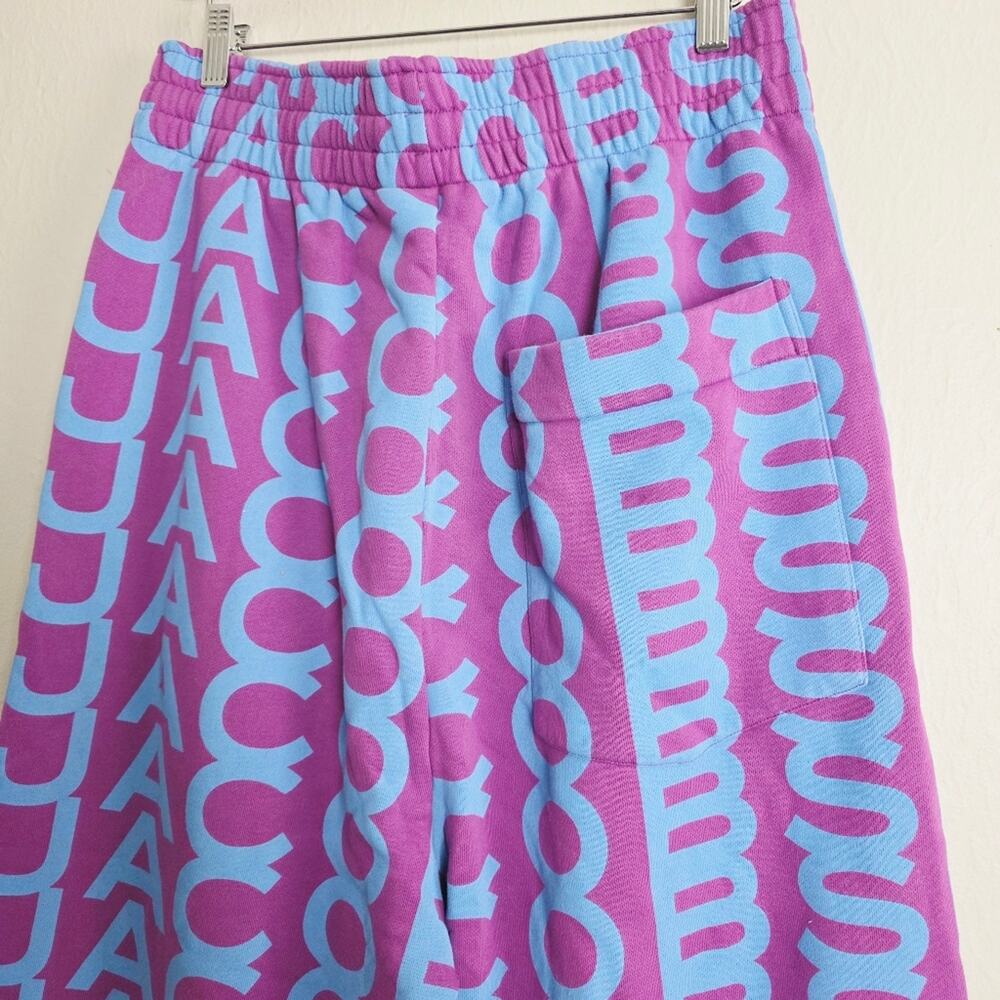Marc Jacobs Monogram Logo Wide Leg Sweatpant Purple Blue High Waisted Medium NWT - Picture 11 of 11